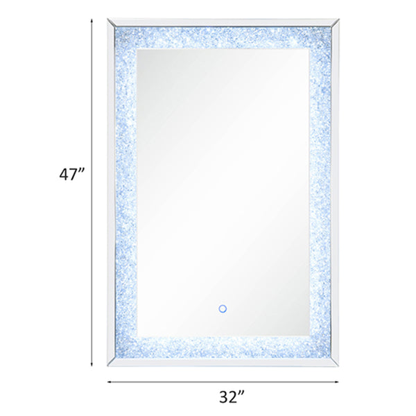 ACME Noralie Mirrored & Faux Diamonds Accent Mirror with LED Model 97706