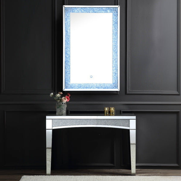 ACME Noralie Mirrored & Faux Diamonds Accent Mirror with LED Model 97706