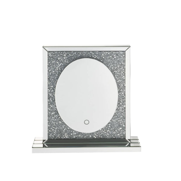 ACME Noralie Mirrored & Faux Diamonds Accent Mirror with LED Model 97707