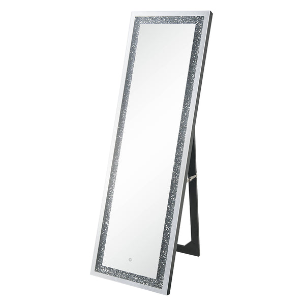 ACME Noralie Mirrored & Faux Diamonds Floor Mirror with LED Model 97713