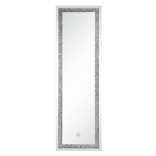 ACME Noralie Mirrored & Faux Diamonds Floor Mirror with LED Model 97713