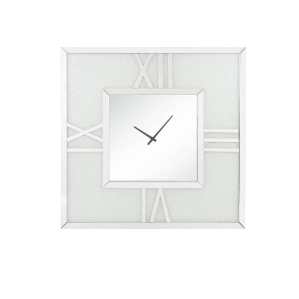 ACME Noralie Mirrored & Faux Diamonds Wall Clock with LED Model 97730