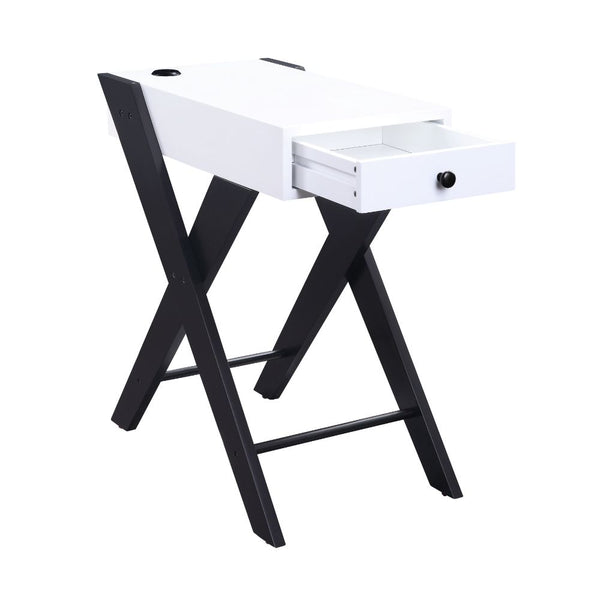 ACME Fierce White & Black Accent Table with USB Port Model 97738