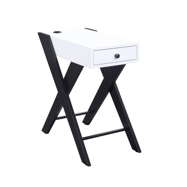 ACME Fierce White & Black Accent Table with USB Port Model 97738