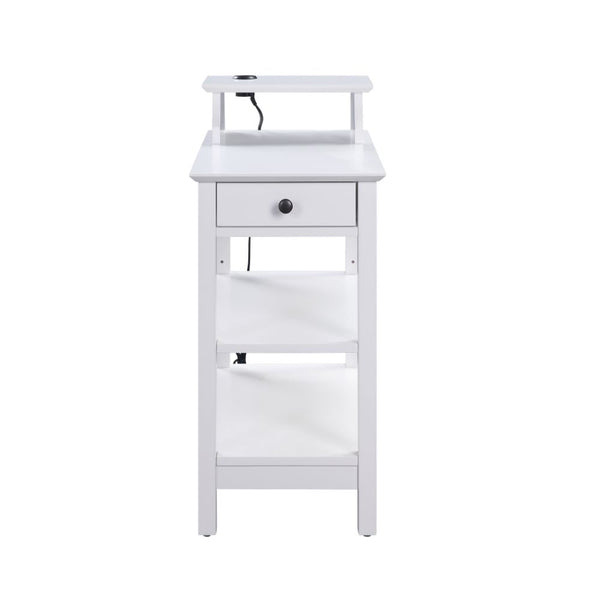 ACME Slayer White Accent Table with USB Port Model 97740