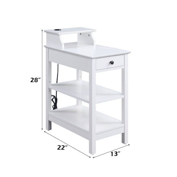 ACME Slayer White Accent Table with USB Port Model 97740