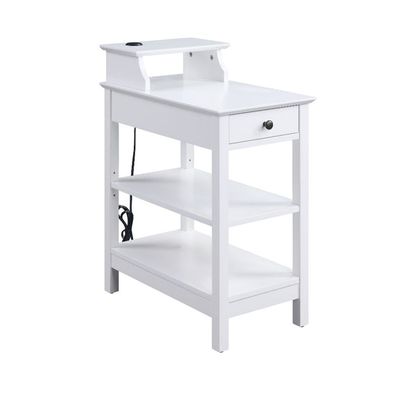 ACME Slayer White Accent Table with USB Port Model 97740