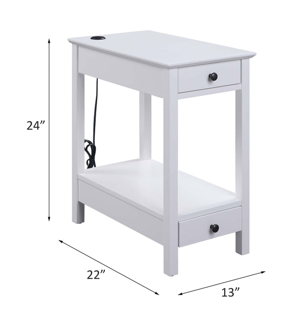 ACME Byzad White Accent Table with USB Port Model 97741