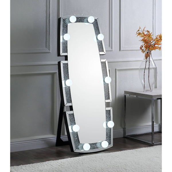 ACME Noralie Mirrored & Faux Diamonds Floor Mirror Model 97759