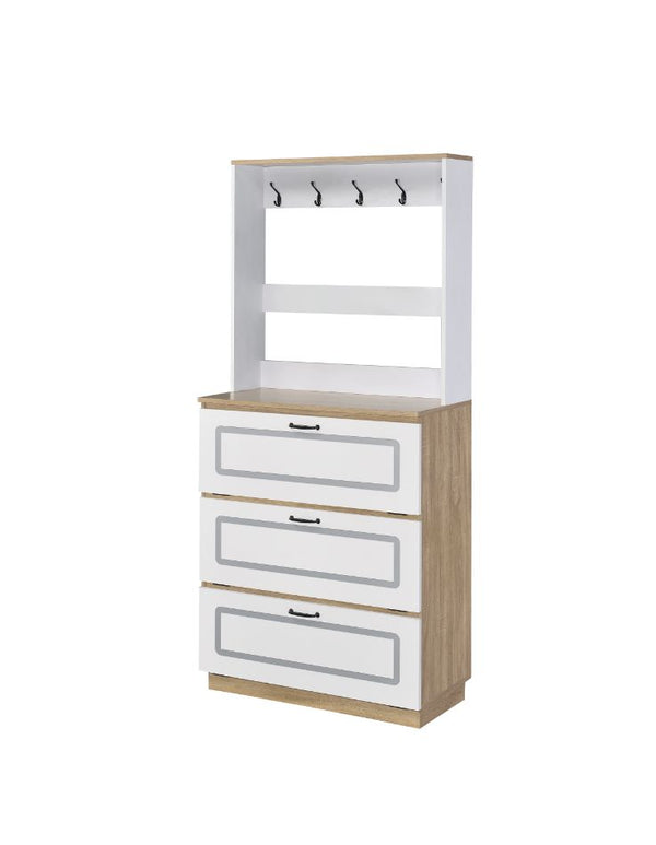ACME Hewett Light Oak & White Shoe Cabinet Model 97834