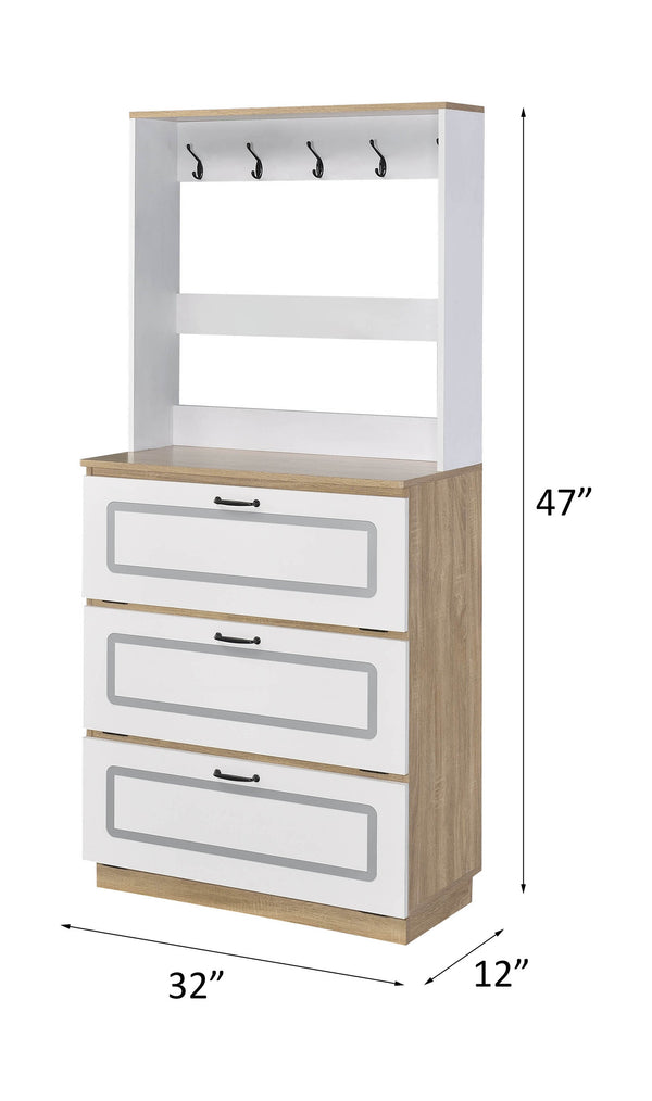 ACME Hewett Light Oak & White Shoe Cabinet Model 97834
