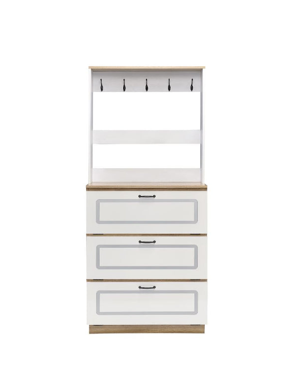 ACME Hewett Light Oak & White Shoe Cabinet Model 97834