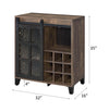 ACME Treju Obscure Glass Rustic Oak & Black Wine Cabinet Model 97836
