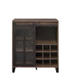 ACME Treju Obscure Glass Rustic Oak & Black Wine Cabinet Model 97836