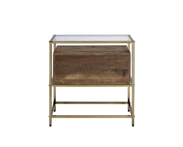 ACME Knave Walnut & Champagne Accent Table Model 97867