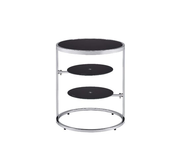 ACME Lynch Black & Chrome Accent Table Model 97879