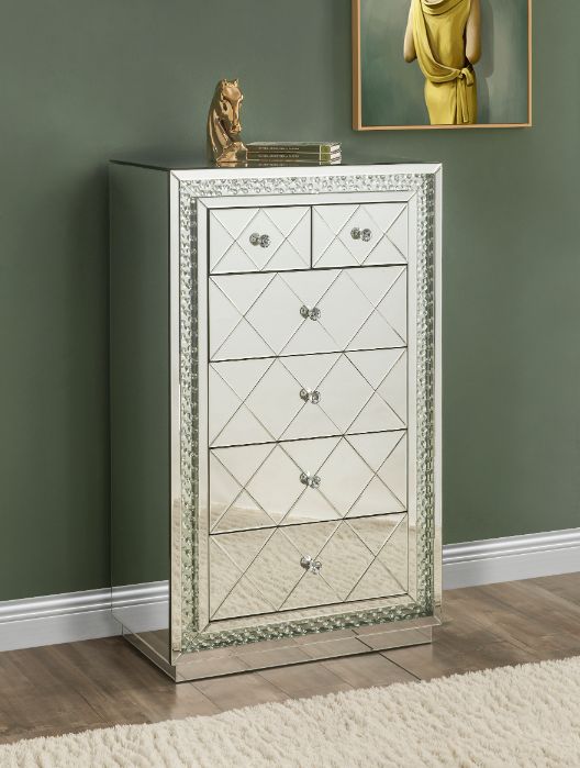 ACME Nysa Mirrored & Faux Crystals Inlay Cabinet Model 97948