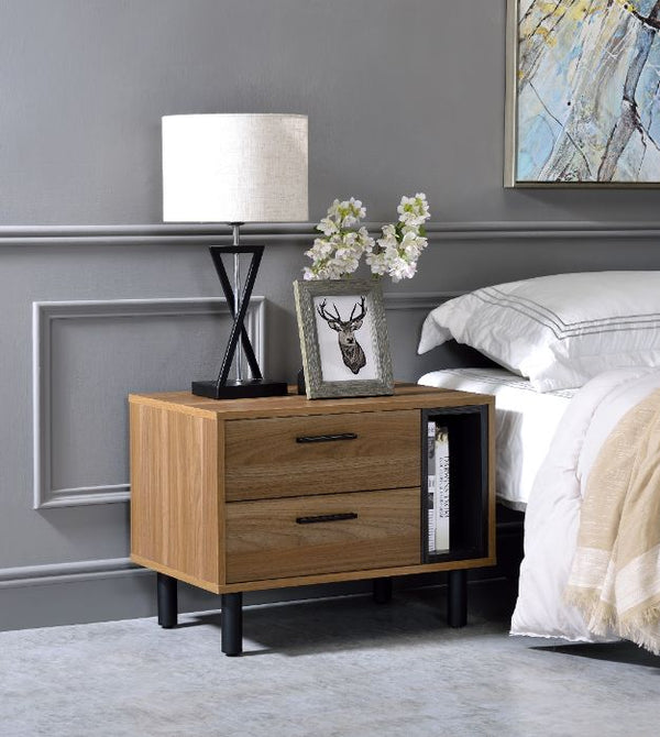 ACME Trolgar Brown Oak & Black Accent Table Model 97964