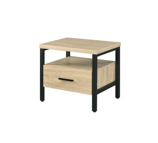 ACME Yawan Oak & Black Accent Table Model 97970