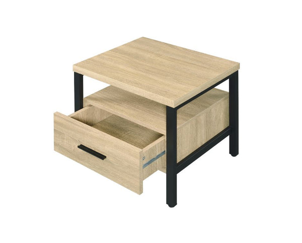 ACME Yawan Oak & Black Accent Table Model 97970
