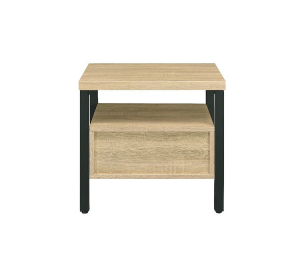 ACME Yawan Oak & Black Accent Table Model 97970