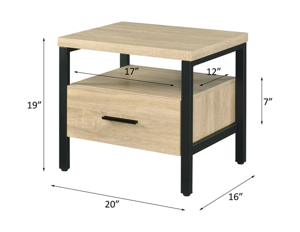 ACME Yawan Oak & Black Accent Table Model 97970