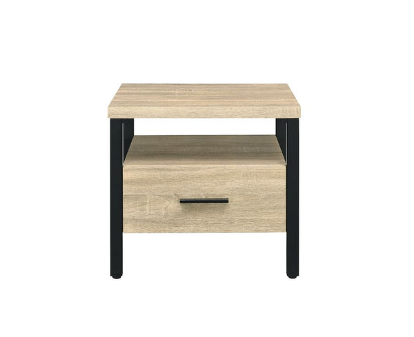 ACME Yawan Oak & Black Accent Table Model 97970