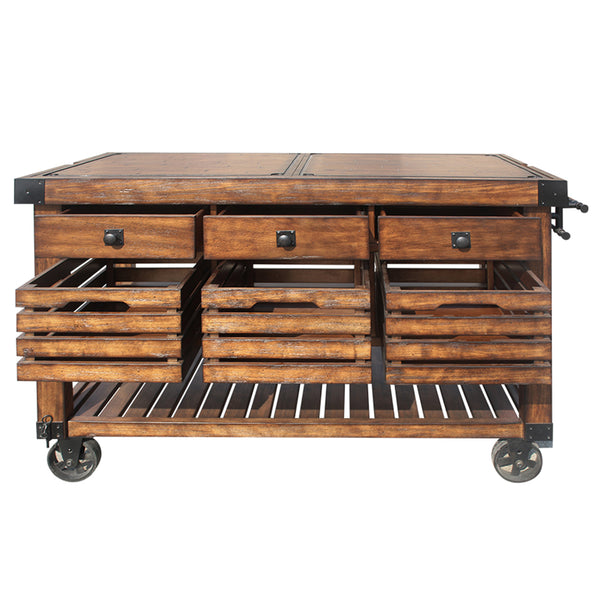 ACME Kaif Distressed Chestnut Kitchen Cart Model 98184