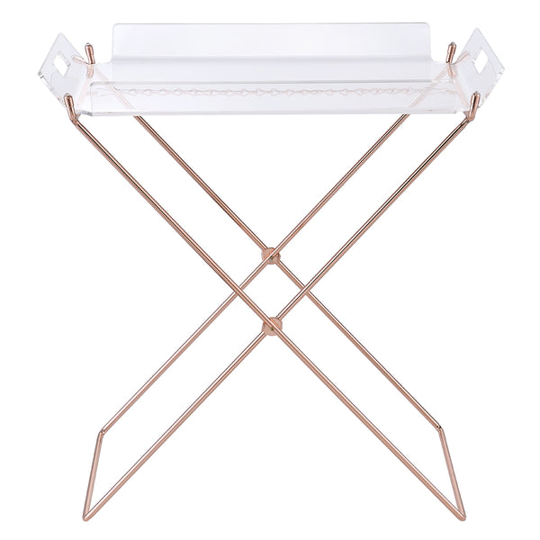 ACME Cercie Clear Acrylic & Copper Tray Table Model 98189