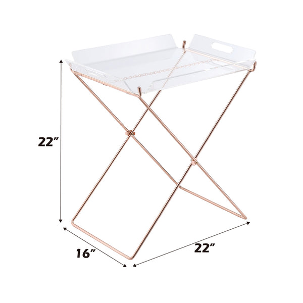 ACME Cercie Clear Acrylic & Copper Tray Table Model 98189