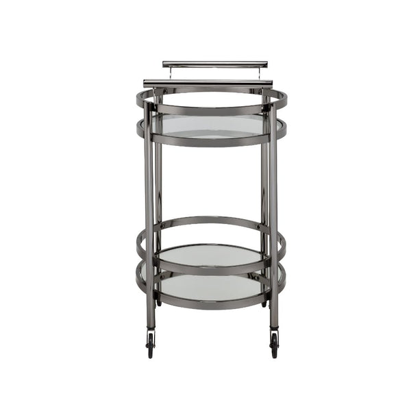ACME Lakelyn Black Nickel & Clear Glass Serving Cart Model 98191