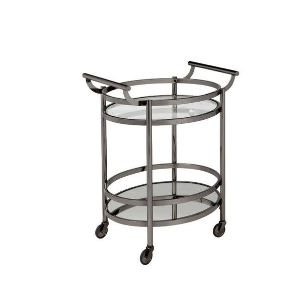 ACME Lakelyn Black Nickel & Clear Glass Serving Cart Model 98191