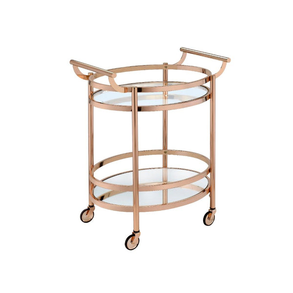 ACME Lakelyn Rose Gold & Clear Glass Serving Cart Model 98192