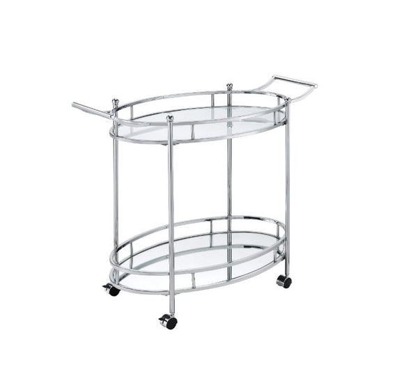 ACME Jinx Clear Glass & Chrome Serving Cart Model 98216