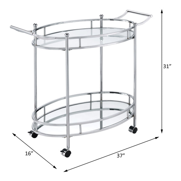 ACME Jinx Clear Glass & Chrome Serving Cart Model 98216
