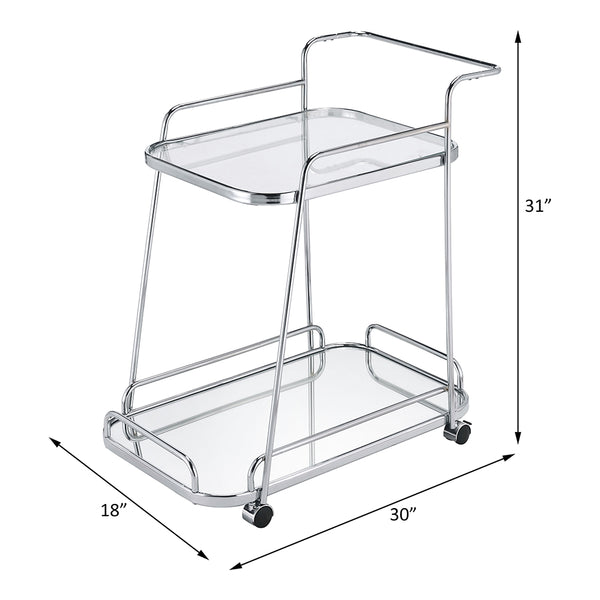 ACME Aegis Clear Glass & Chrome Serving Cart Model 98217