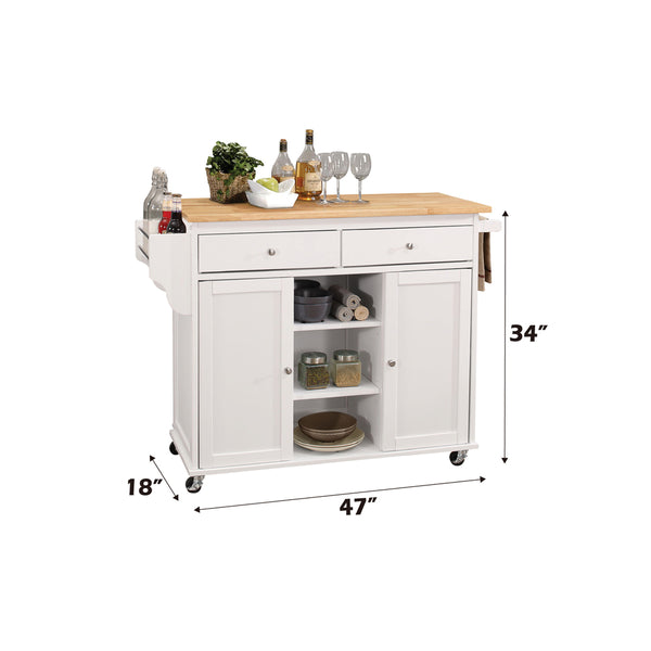 ACME Tullarick Natural & White Kitchen Cart Model 98305