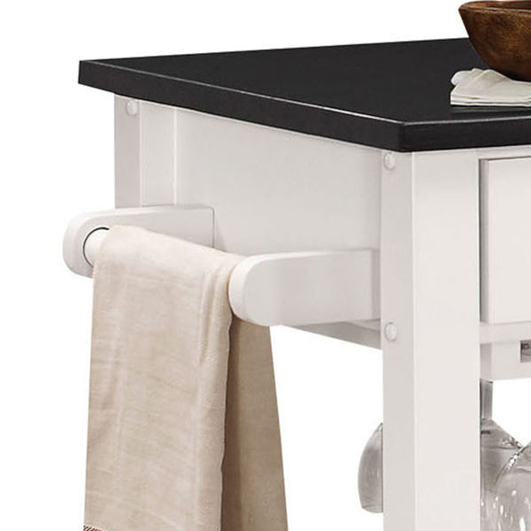 ACME Ottawa Black & White Kitchen Cart Model 98320