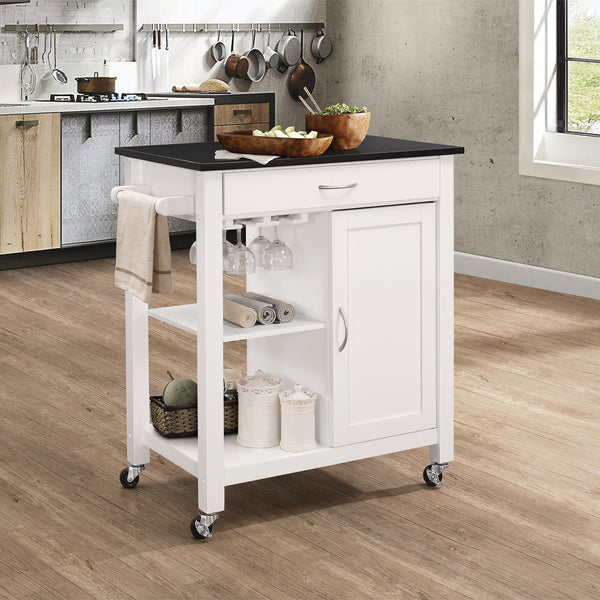 ACME Ottawa Black & White Kitchen Cart Model 98320