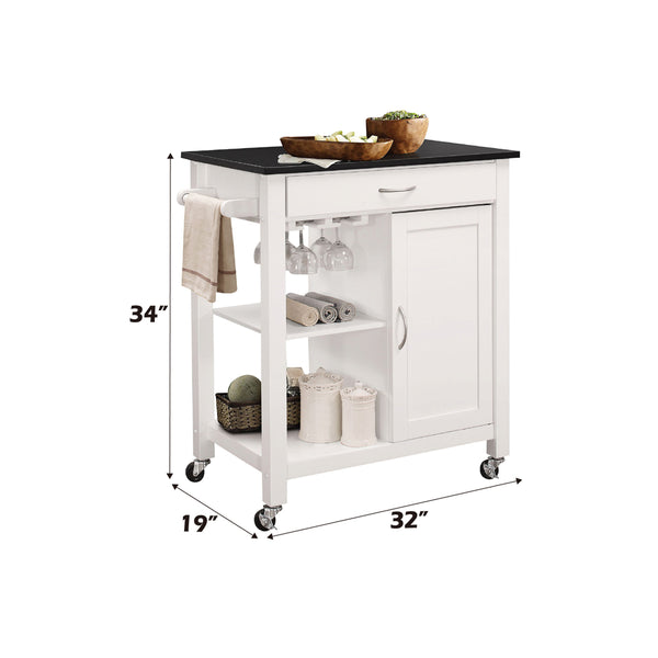 ACME Ottawa Black & White Kitchen Cart Model 98320