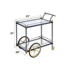 ACME Cyrus Black/Gold & Clear Glass Serving Cart Model 98370