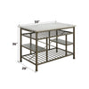 ACME Lanzo Natural Marble Top & Antique Pewter Kitchen Island Model 98402