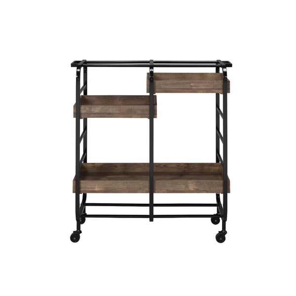 ACME Vorrik Black & Walnut Serving Cart Model 98410