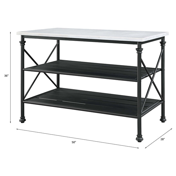 ACME Brahm White Natural Marble Top & Gray Kitchen Island Model 98943