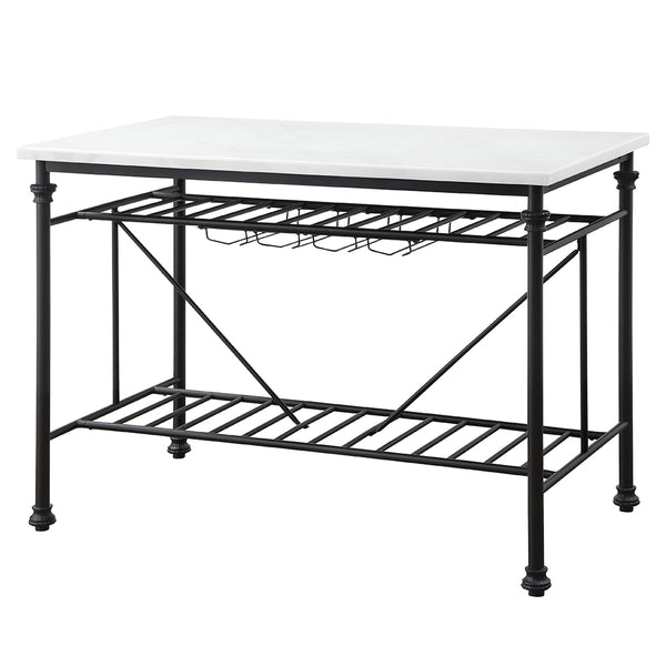 ACME Mera White Natural Marble Top & Gray Kitchen Island Model 98944