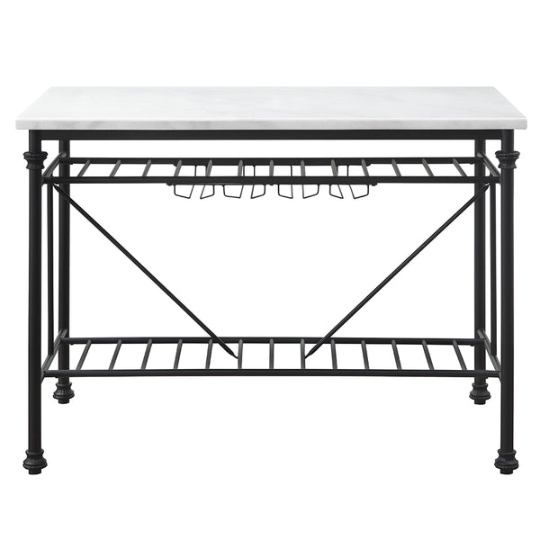 ACME Mera White Natural Marble Top & Gray Kitchen Island Model 98944