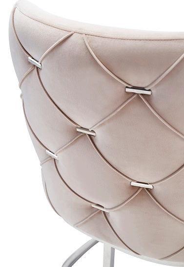 Modrest Daria Modern Beige Velvet And Stainless Steel Dining Chair Set Of 2Model VGZA-Y632-BG-DC