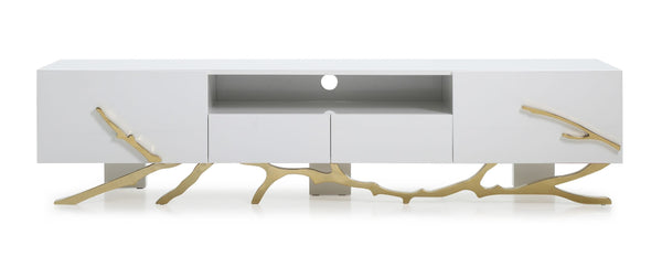 Modrest Legend Modern White & Gold 79" Tv Stand Model VGVCTV8111-WHTGLD