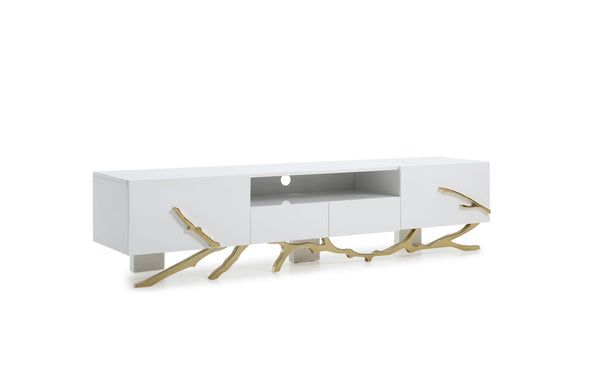 Modrest Legend Modern White & Gold 79" Tv Stand Model VGVCTV8111-WHTGLD