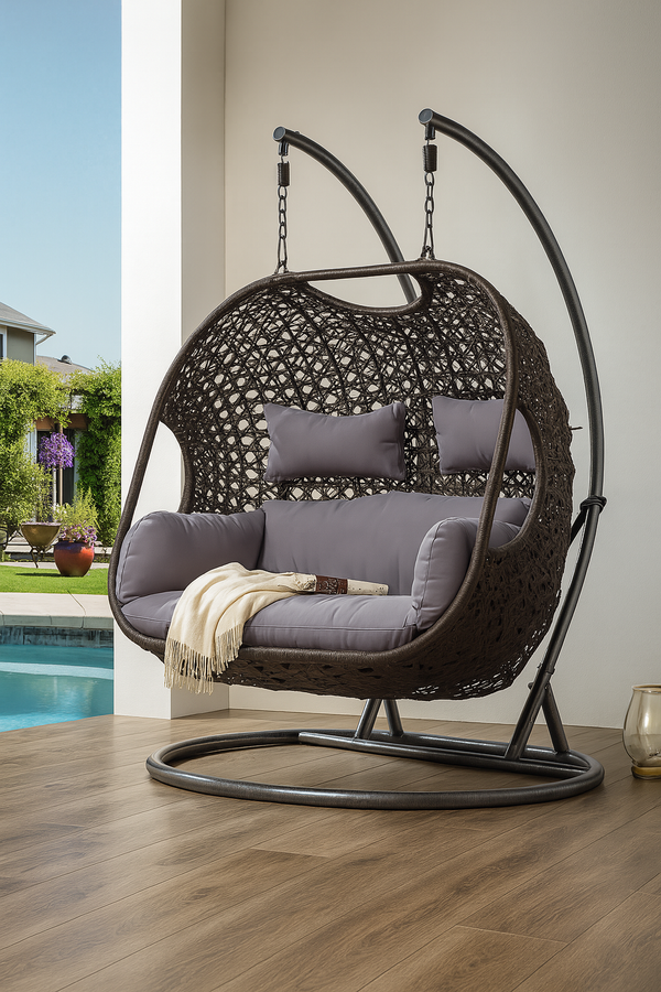 ACME Vasant Fabric & Wicker Hanging Chair Model 45084
